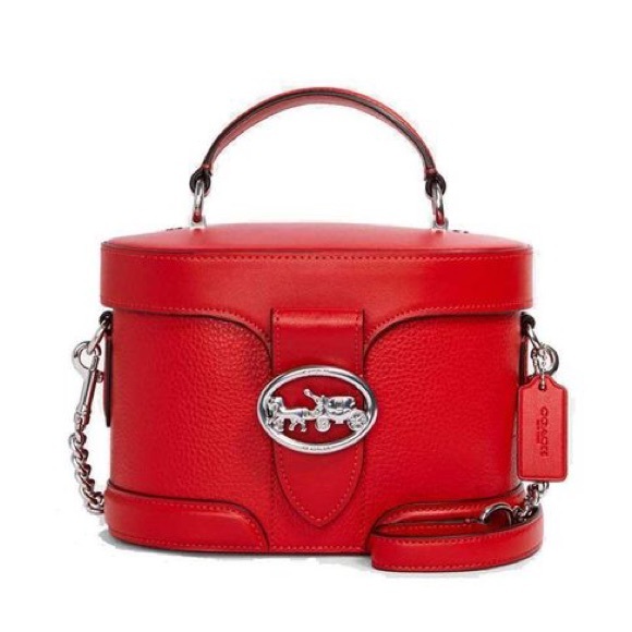 Coach Georgie Gem 5503 Leather Crossbody Satchel Bright Poppy Red - Picture 1 of 10